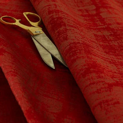 Milan Semi Plain Abstract Soft Velvet Upholstery Furnishing Fabric In Red - Made To Measure Curtains