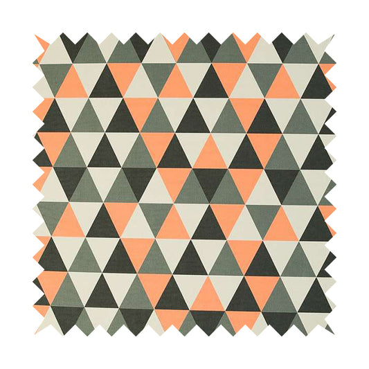Monica Orange Grey White Black Colour Geometric Pattern Printed Soft Chenille Designer Fabric