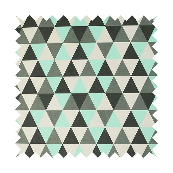 Monica Teal Grey White Black Colour Geometric Pattern Printed Soft Chenille Designer Fabric