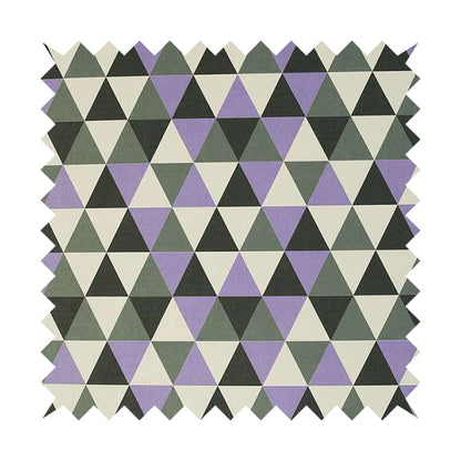 Monica Purple Grey White Black Colour Geometric Pattern Printed Soft Chenille Designer Fabric - Made To Measure Curtains