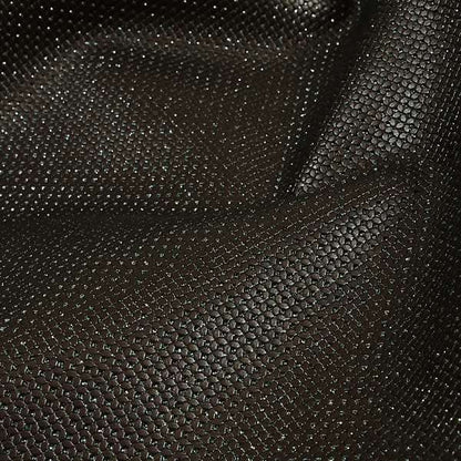 Monroe Sparkle Faux Leather Upholstery Fabric In Chocolate Colour