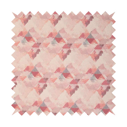 Mystic Artistic Geometric Pattern Printed Soft Chenille Interior Fabric In Pink Blossom Colour - Handmade Cushions