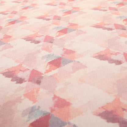 Mystic Artistic Geometric Pattern Printed Soft Chenille Interior Fabric In Pink Blossom Colour - Made To Measure Curtains