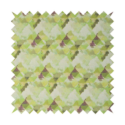 Mystic Artistic Geometric Pattern Printed Soft Chenille Interior Fabric In Green Colour - Handmade Cushions