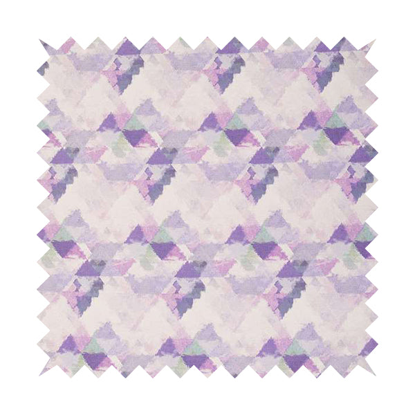 Mystic Artistic Geometric Pattern Printed Soft Chenille Interior Fabric In Purple Colour