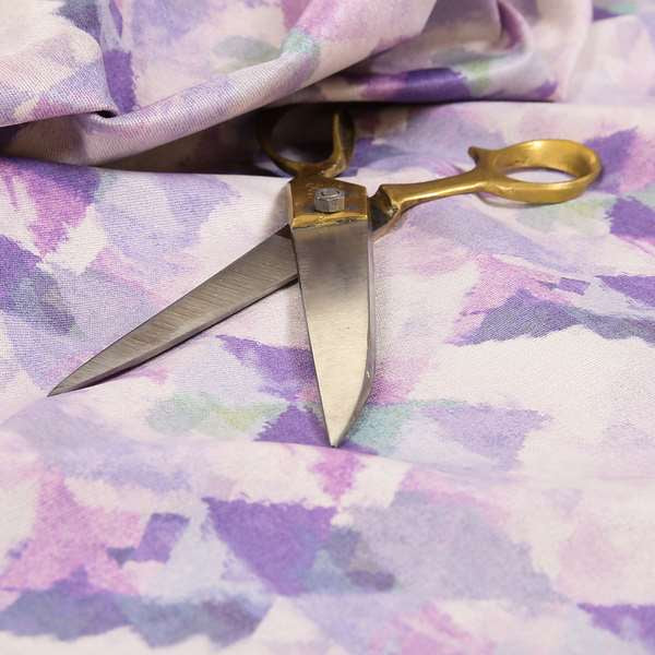 Mystic Artistic Geometric Pattern Printed Soft Chenille Interior Fabric In Purple Colour - Roman Blinds