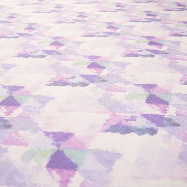 Mystic Artistic Geometric Pattern Printed Soft Chenille Interior Fabric In Purple Colour