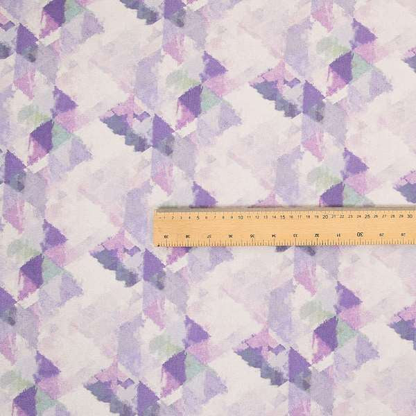 Mystic Artistic Geometric Pattern Printed Soft Chenille Interior Fabric In Purple Colour - Made To Measure Curtains