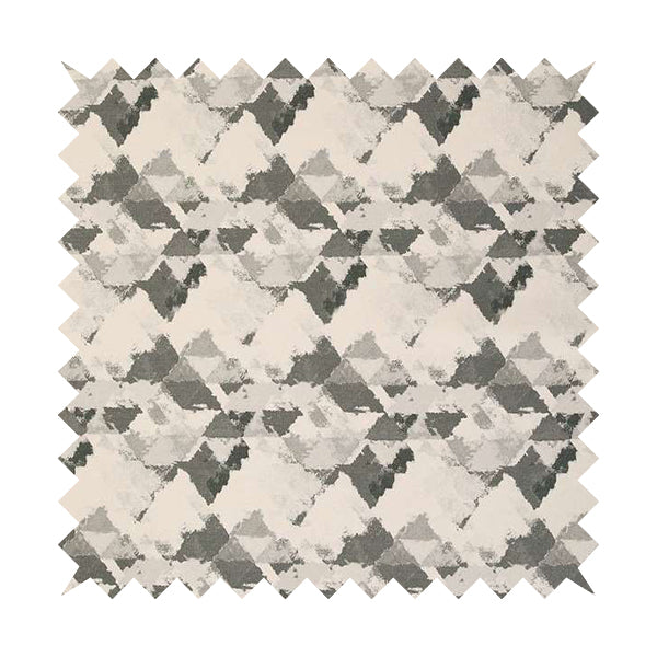 Mystic Artistic Geometric Pattern Printed Soft Chenille Interior Fabric In Grey Colour - Roman Blinds