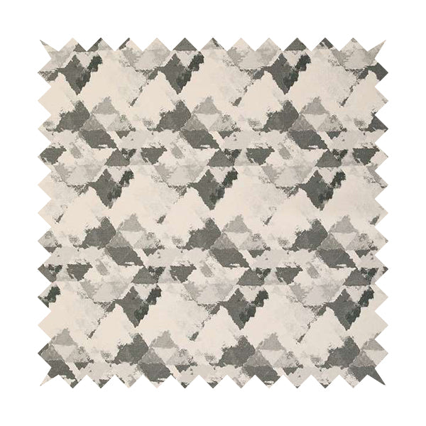 Mystic Artistic Geometric Pattern Printed Soft Chenille Interior Fabric In Grey Colour - Made To Measure Curtains