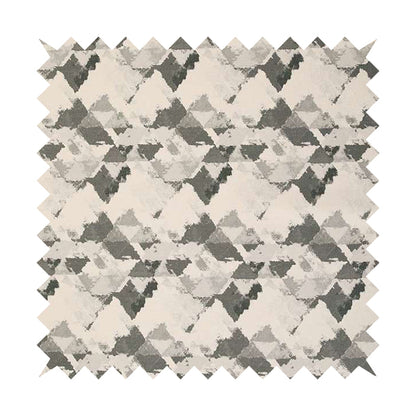 Mystic Artistic Geometric Pattern Printed Soft Chenille Interior Fabric In Grey Colour