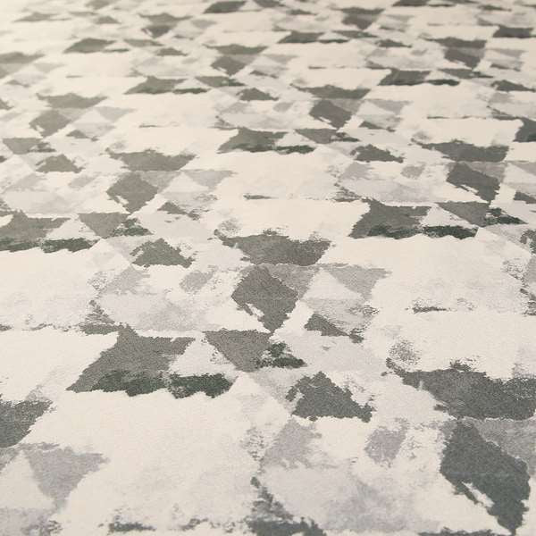 Mystic Artistic Geometric Pattern Printed Soft Chenille Interior Fabric In Grey Colour