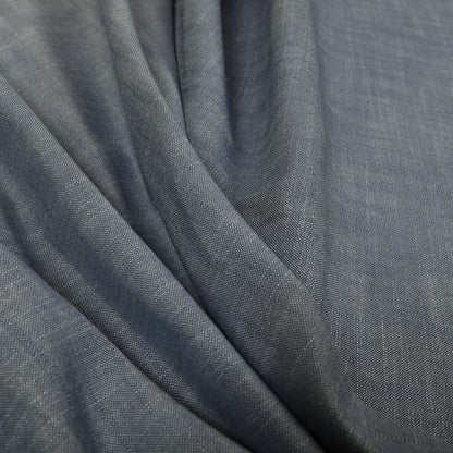 Natural Flat Weave Plain Upholstery Fabric In Navy Blue Colour - Made To Measure Curtains