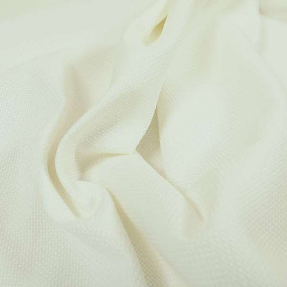 Nepal Basketweave Soft Velour Textured Upholstery Furnishing Fabric White Colour - Made To Measure Curtains