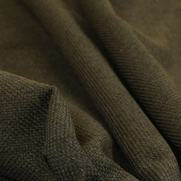 Nepal Basketweave Soft Velour Textured Upholstery Furnishing Fabric Brown Colour - Roman Blinds