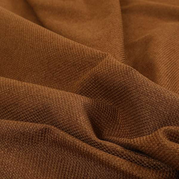 Nepal Basketweave Soft Velour Textured Upholstery Furnishing Fabric Tan Brown Orange Colour - Roman Blinds