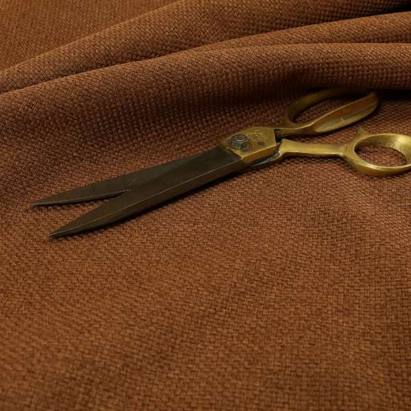 Nepal Basketweave Soft Velour Textured Upholstery Furnishing Fabric Tan Brown Orange Colour - Made To Measure Curtains