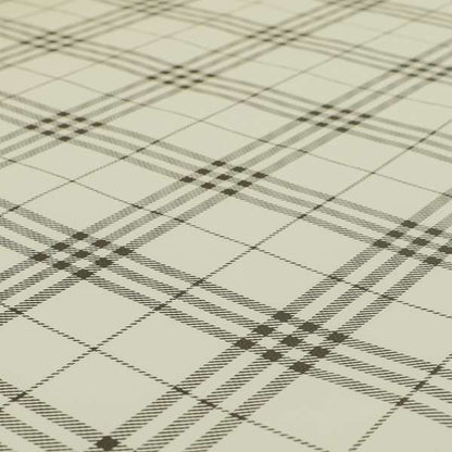 Nevis Tartan Checked Pattern Faux Leather In White Colour Upholstery Fabric