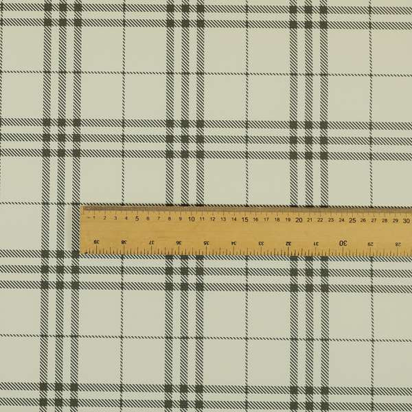 Nevis Tartan Checked Pattern Faux Leather In White Colour Upholstery Fabric