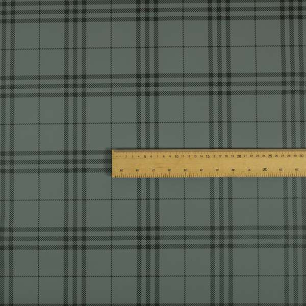 Nevis Tartan Checked Pattern Faux Leather In Grey Colour Upholstery Fabric