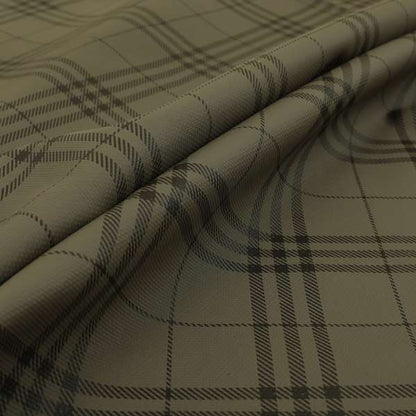 Nevis Tartan Checked Pattern Faux Leather In Black Colour Upholstery Fabric