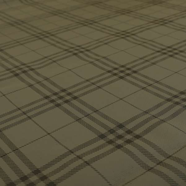 Nevis Tartan Checked Pattern Faux Leather In Black Colour Upholstery Fabric