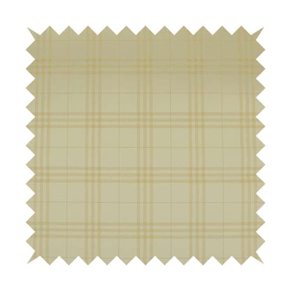 Nevis Tartan Checked Pattern Faux Leather In Cream Colour Upholstery Fabric