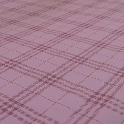 Nevis Tartan Checked Pattern Faux Leather In Purple Colour Upholstery Fabric