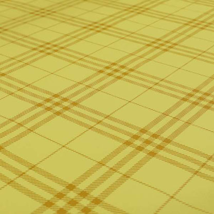 Nevis Tartan Checked Pattern Faux Leather In Yellow Colour Upholstery Fabric