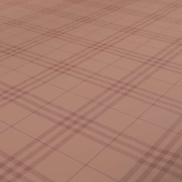 Nevis Tartan Checked Pattern Faux Leather In Pink Colour Upholstery Fabric