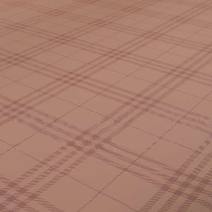 Nevis Tartan Checked Pattern Faux Leather In Pink Colour Upholstery Fabric