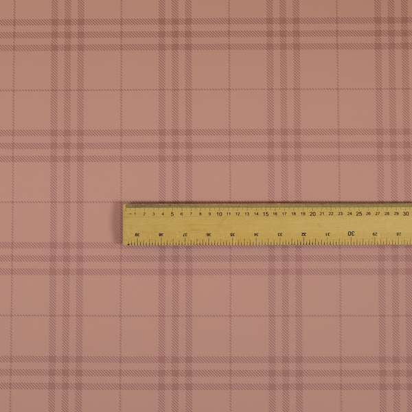 Nevis Tartan Checked Pattern Faux Leather In Pink Colour Upholstery Fabric