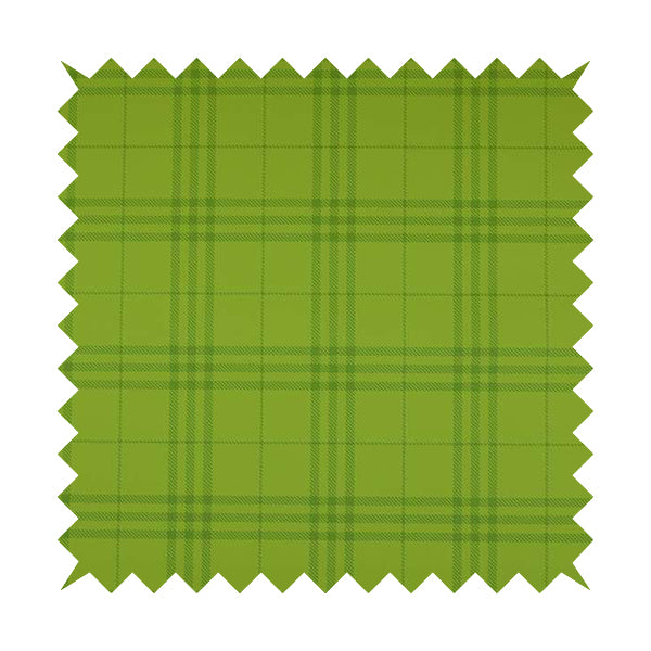 Nevis Tartan Checked Pattern Faux Leather In Green Colour Upholstery Fabric