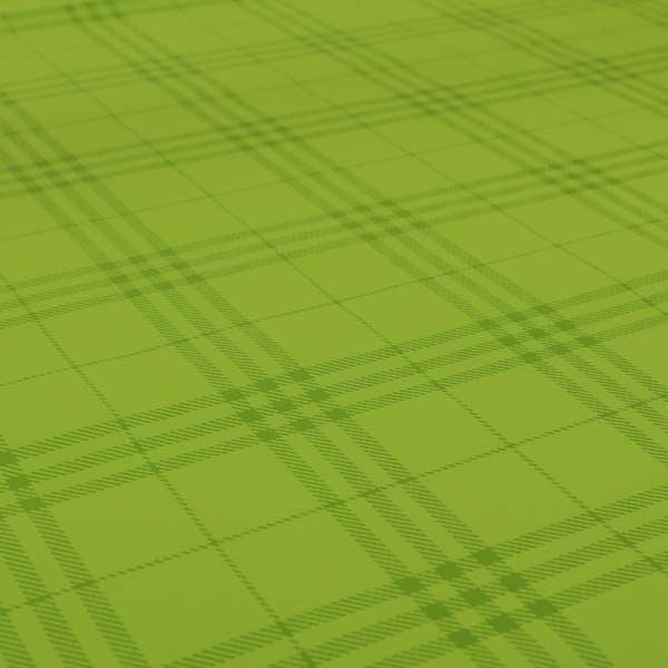 Nevis Tartan Checked Pattern Faux Leather In Green Colour Upholstery Fabric