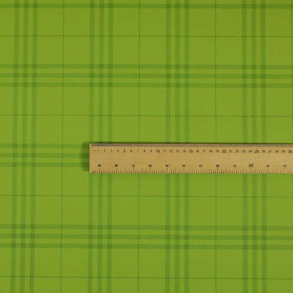 Nevis Tartan Checked Pattern Faux Leather In Green Colour Upholstery Fabric