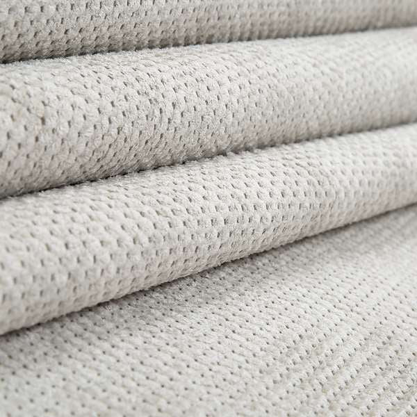 Norbury Dotted Effect Soft Textured Corduroy Upholstery Furnishings Fabric Silver Colour - Made To Measure Curtains