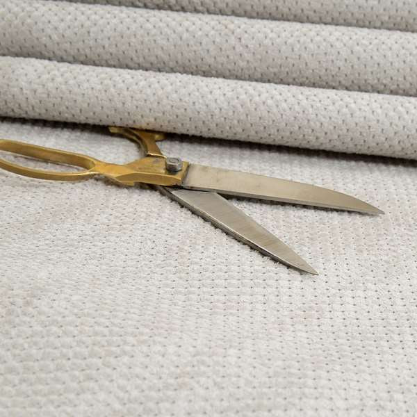 Norbury Dotted Effect Soft Textured Corduroy Upholstery Furnishings Fabric Silver Colour - Made To Measure Curtains