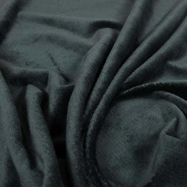 Oscar Deep Pile Plain Chenille Velvet Material Black Colour Upholstery Fabric - Roman Blinds