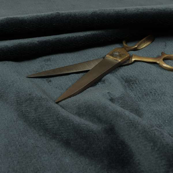 Oscar Deep Pile Plain Chenille Velvet Material Black Colour Upholstery Fabric - Roman Blinds