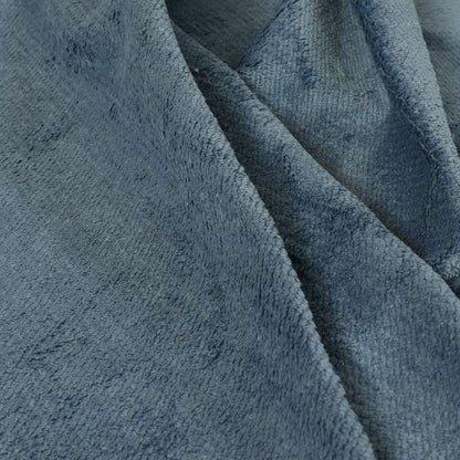Oscar Deep Pile Plain Chenille Velvet Material Cornflower Blue Colour Upholstery Fabric - Roman Blinds