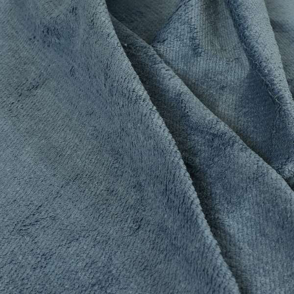 Oscar Deep Pile Plain Chenille Velvet Material Cornflower Blue Colour Upholstery Fabric - Made To Measure Curtains