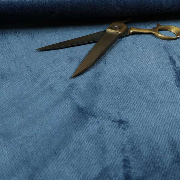 Oscar Deep Pile Plain Chenille Velvet Material Royal Blue Colour Upholstery Fabric - Roman Blinds