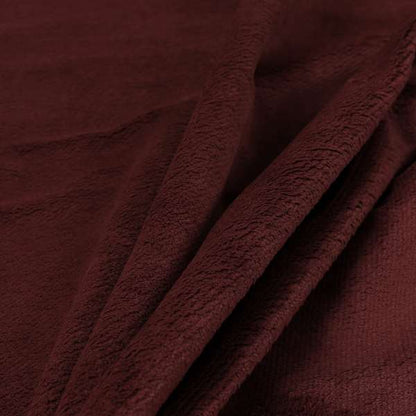 Oscar Deep Pile Plain Chenille Velvet Material Ruby Red Colour Upholstery Fabric - Roman Blinds