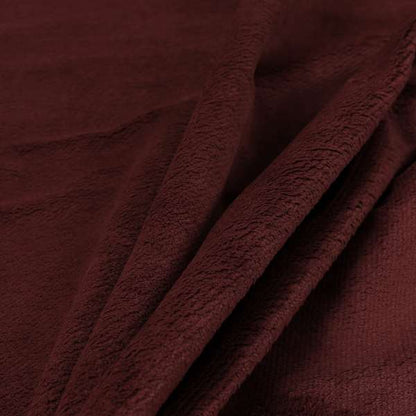 Oscar Deep Pile Plain Chenille Velvet Material Ruby Red Colour Upholstery Fabric