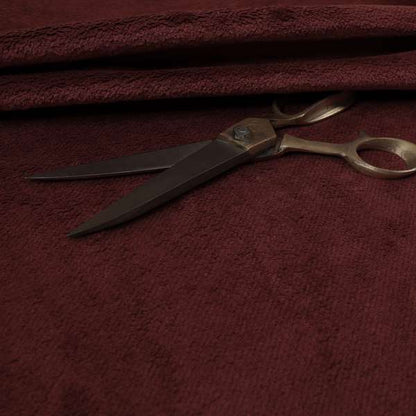 Oscar Deep Pile Plain Chenille Velvet Material Ruby Red Colour Upholstery Fabric - Roman Blinds