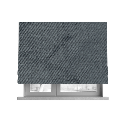 Oscar Deep Pile Plain Chenille Velvet Material Dark Silver Colour Upholstery Fabric - Roman Blinds