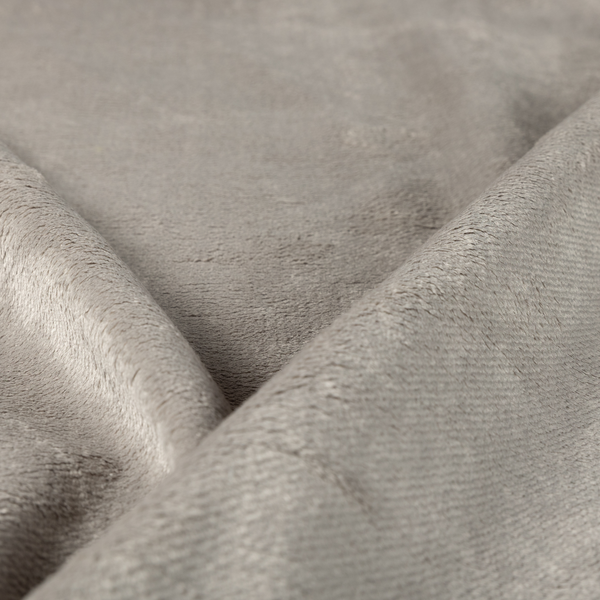 Oscar Deep Pile Plain Chenille Velvet Material Light Silver Colour Upholstery Fabric - Roman Blinds