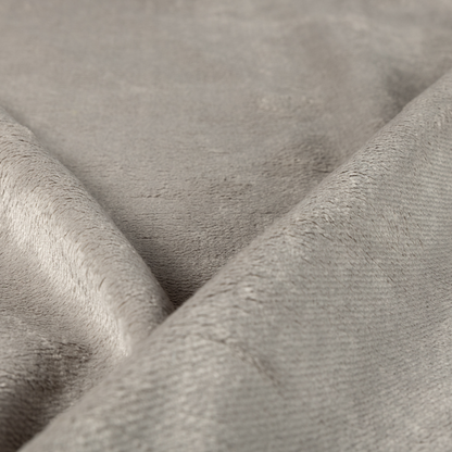 Oscar Deep Pile Plain Chenille Velvet Material Light Silver Colour Upholstery Fabric - Roman Blinds