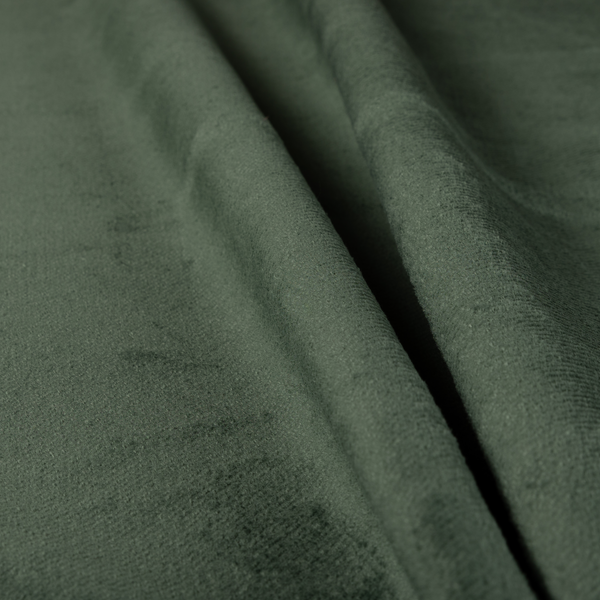 Oscar Deep Pile Plain Chenille Velvet Material Army Green Colour Upholstery Fabric - Roman Blinds