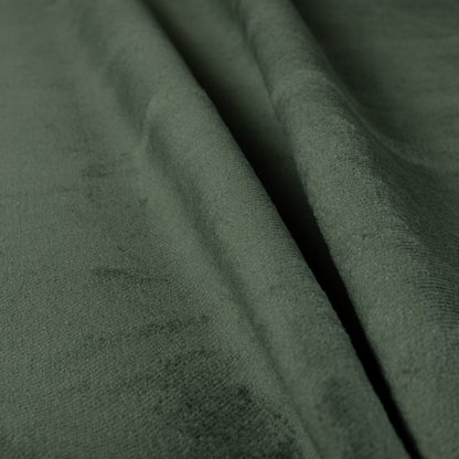 Oscar Deep Pile Plain Chenille Velvet Material Army Green Colour Upholstery Fabric - Roman Blinds